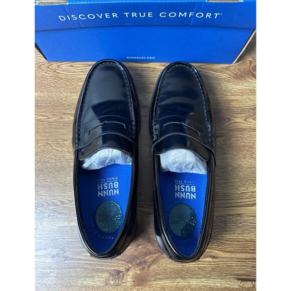 Nunn Bush Shoes Mens 9W Lincoln Penny Loafers Black Leather Casual 85538-009 - Picture 7 of 11